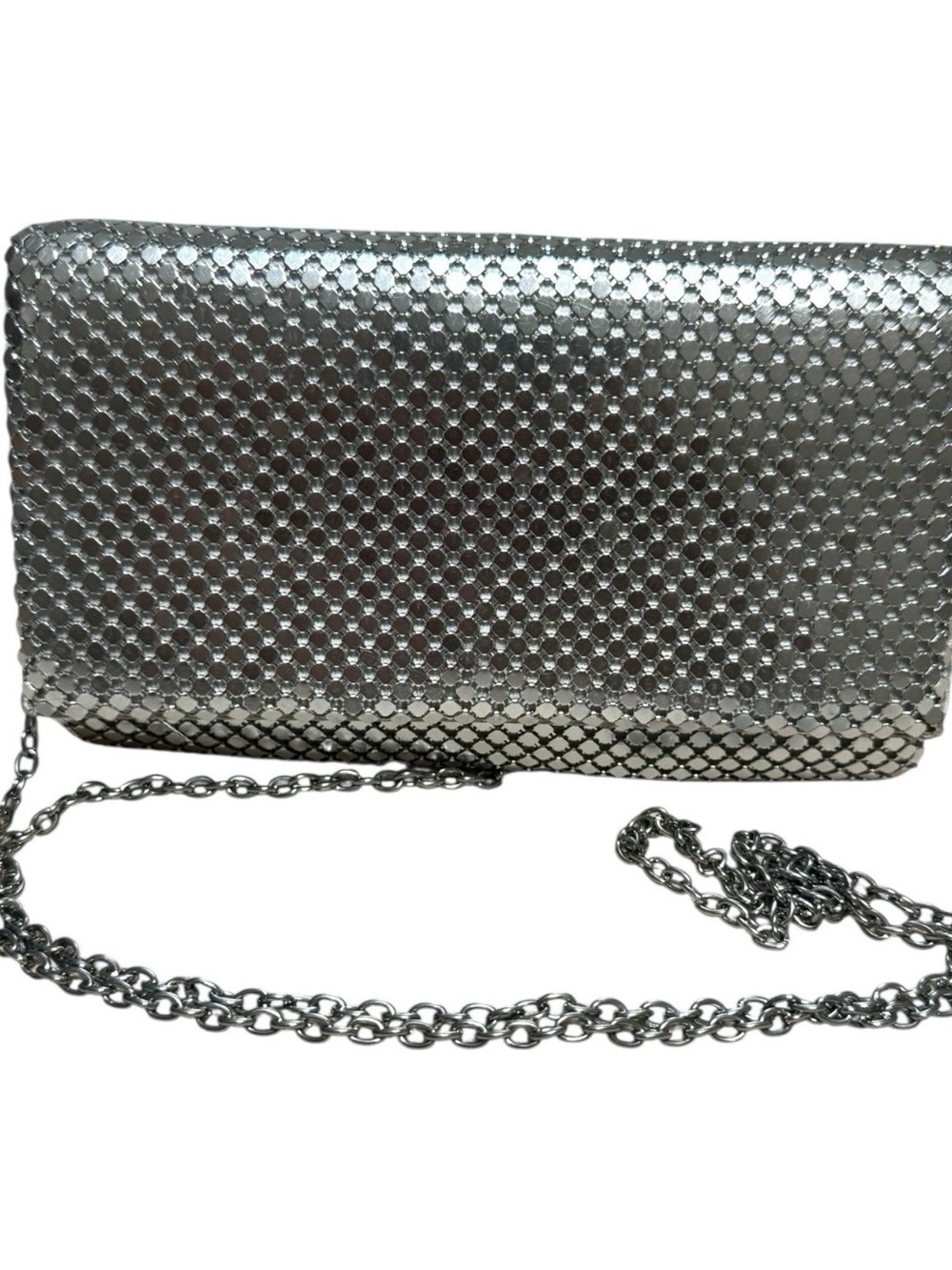 Gunne Sax by Jessica McClintock Silver Metal Mesh Clutch Purse Evening Bag